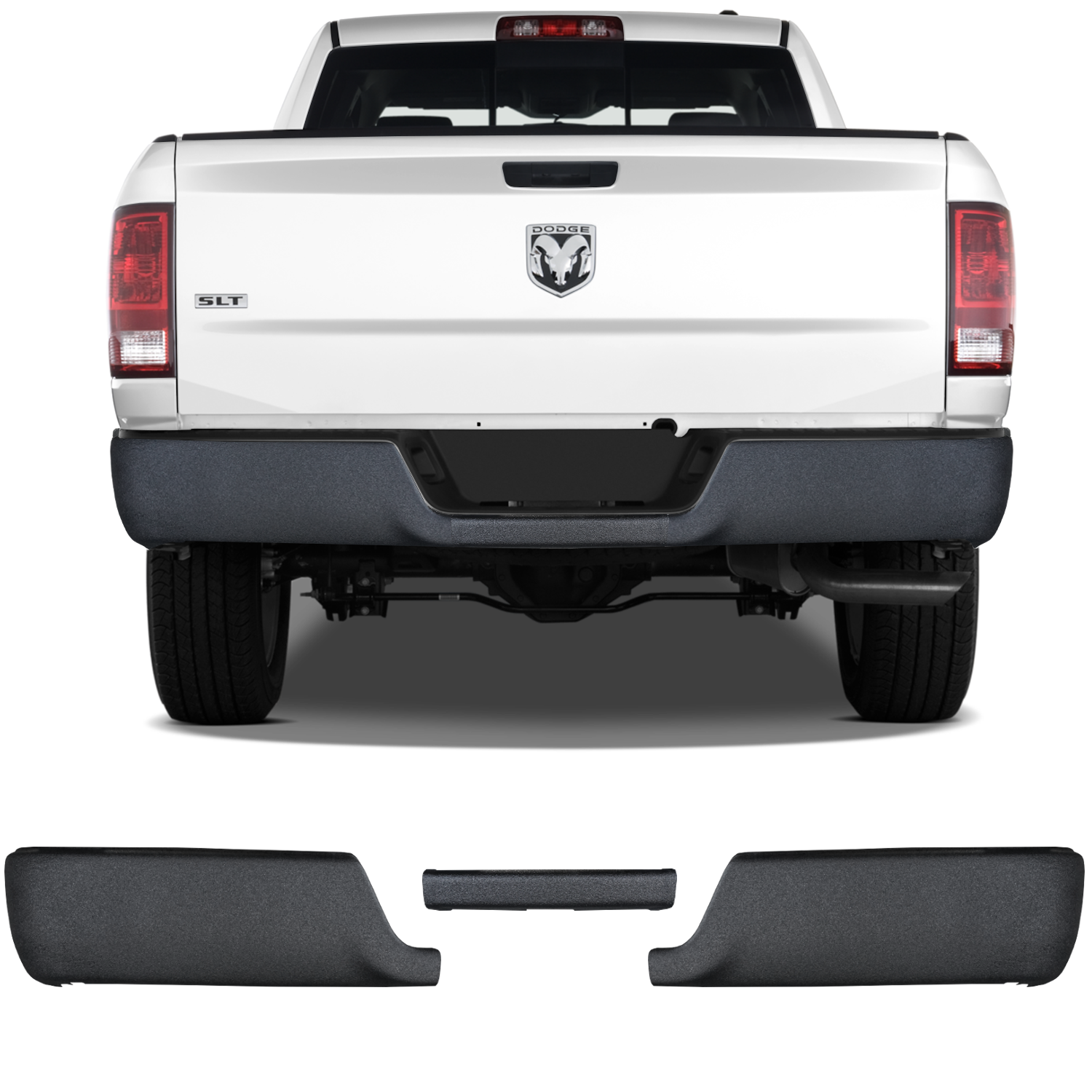 Armor Coated 2009-2018 RAM BumperShellz installed on a truck, no exhaust cut-outs, no parking sensors