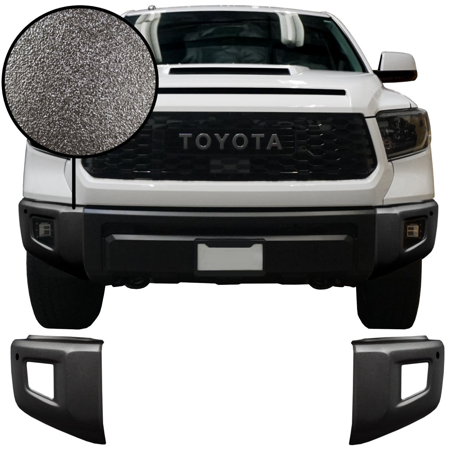 2014-2021 Tundra Front Bumper Overlays BumperShellz - Bumper Black-Out Kit Chrome Delete Kit Armor Coated (Bed-Lined) Sensors