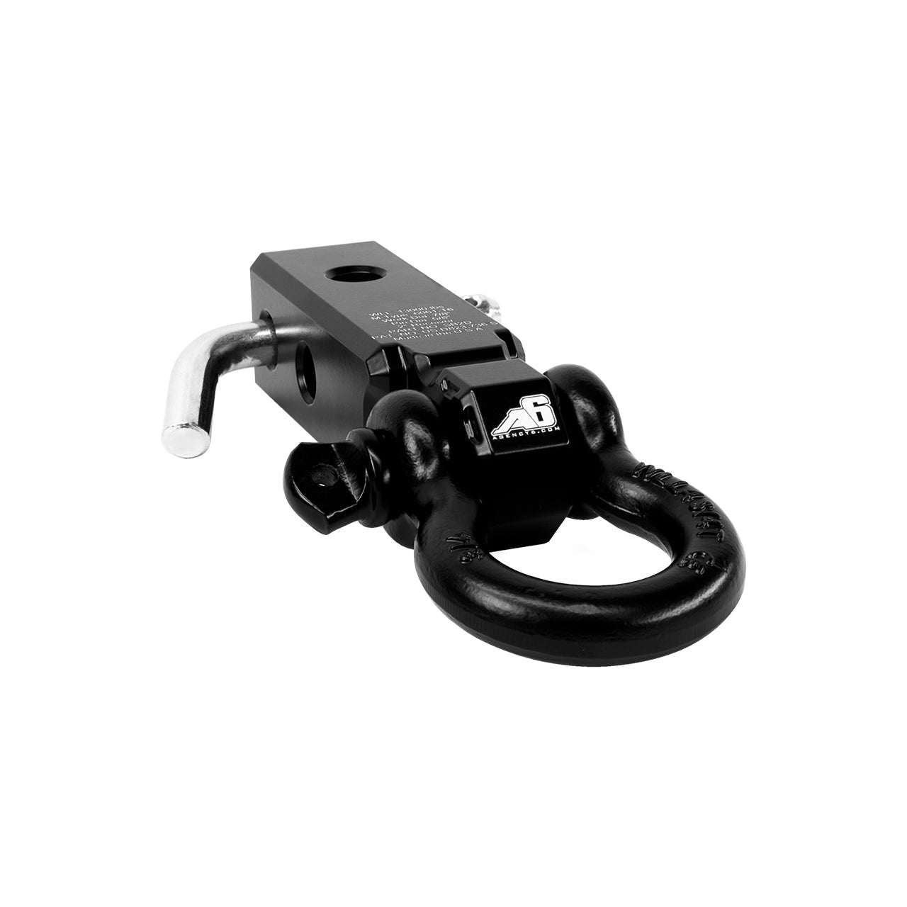 Heavy-duty black recovery shackle block hitch for off-road vehicles and overlanding