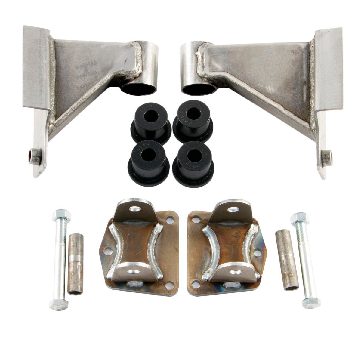 Chevy V8 to Jeep Wrangler YJ motor mount conversion kit with brackets, bushings, and bolts