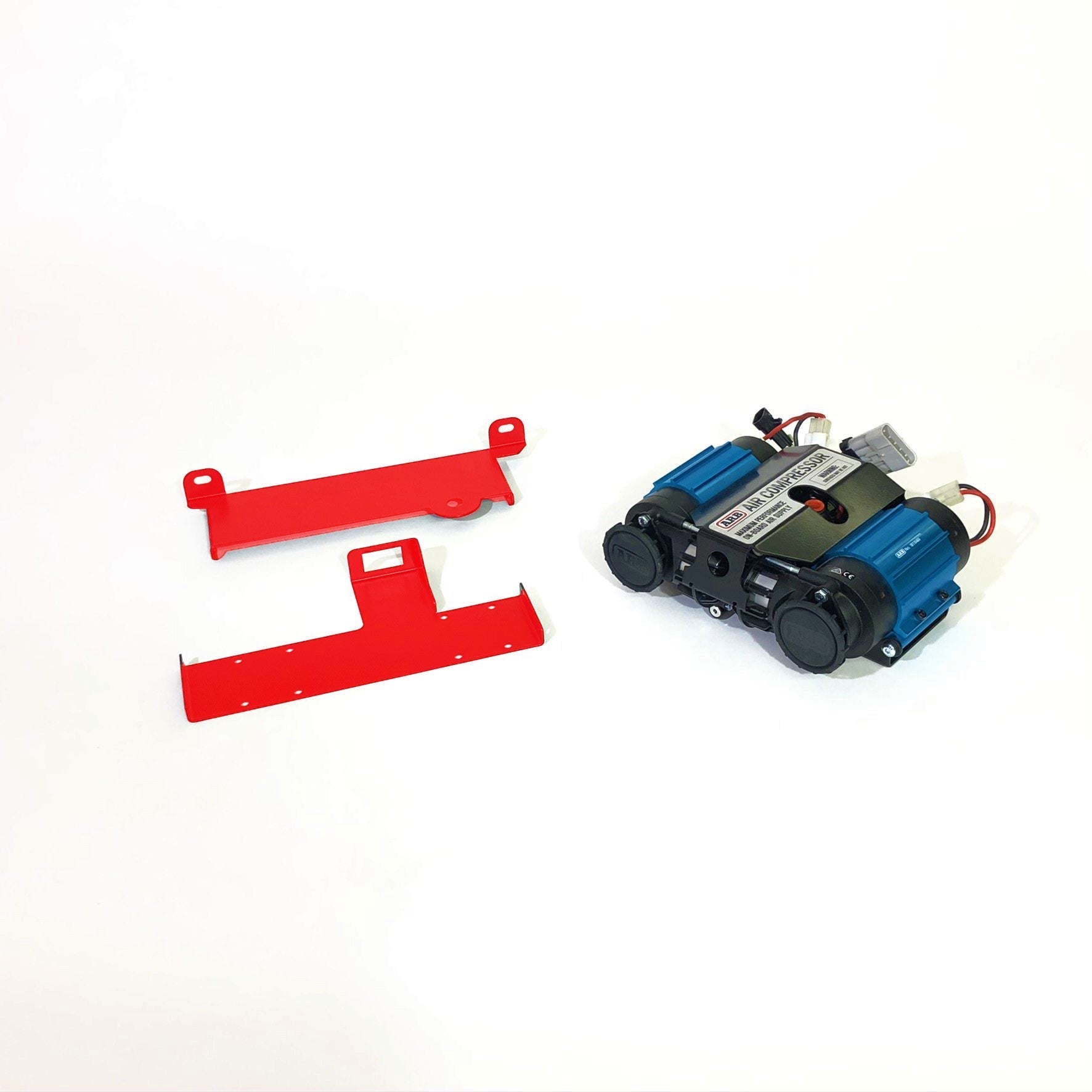 ARB twin air compressor with red mounting brackets for Jeep Wrangler JL 2018-2023