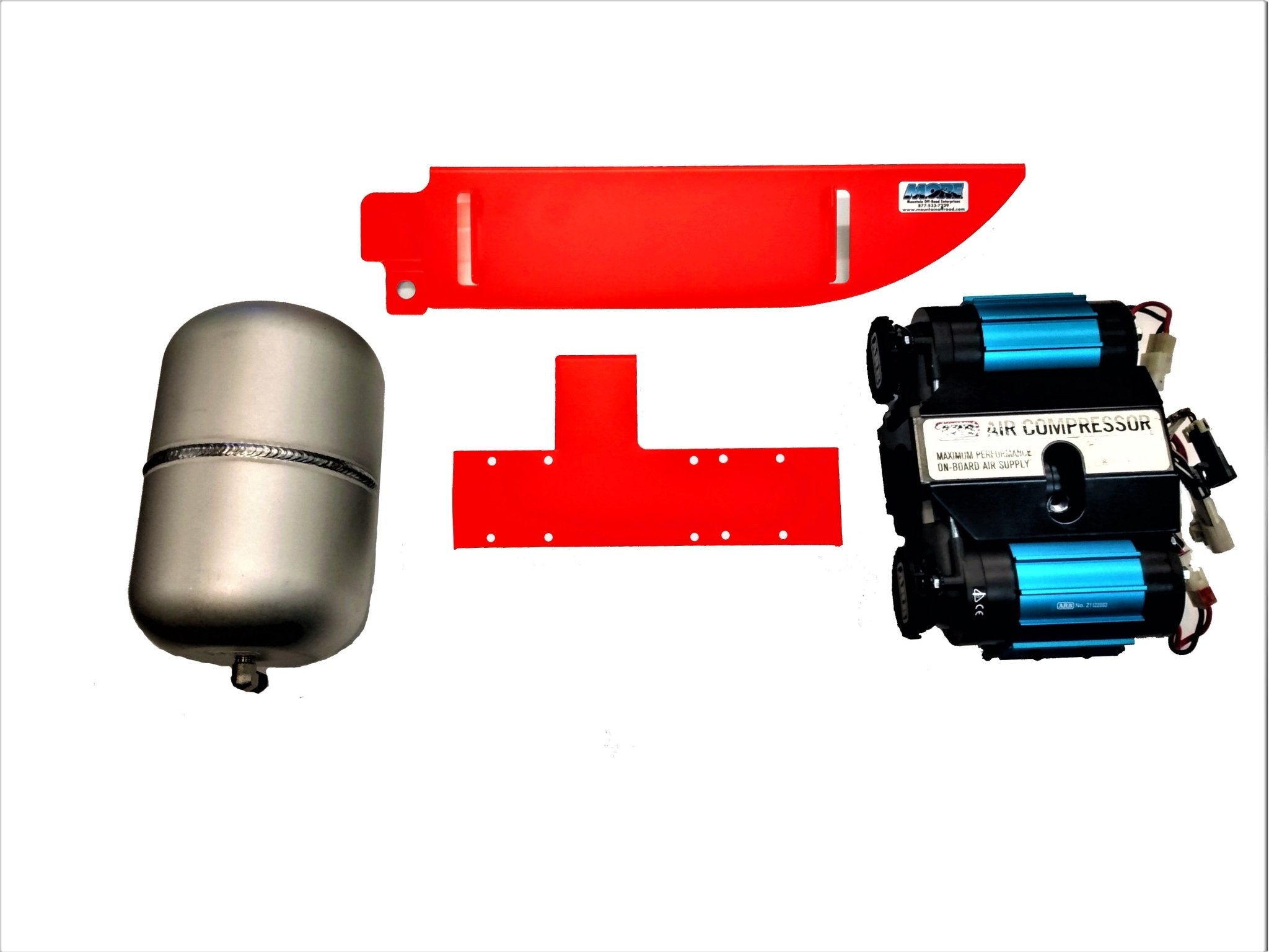 ARB twin air compressor kit with air tank, red mounting brackets for Jeep Wrangler JL 2-door