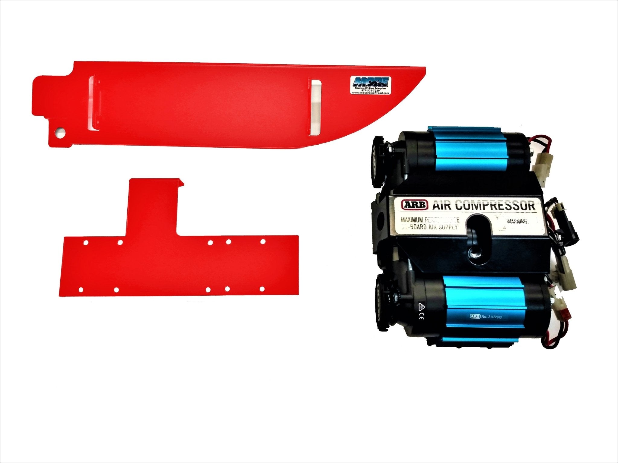ARB twin air compressor with red mounting brackets for Jeep Wrangler JL 2-door 2018-2023