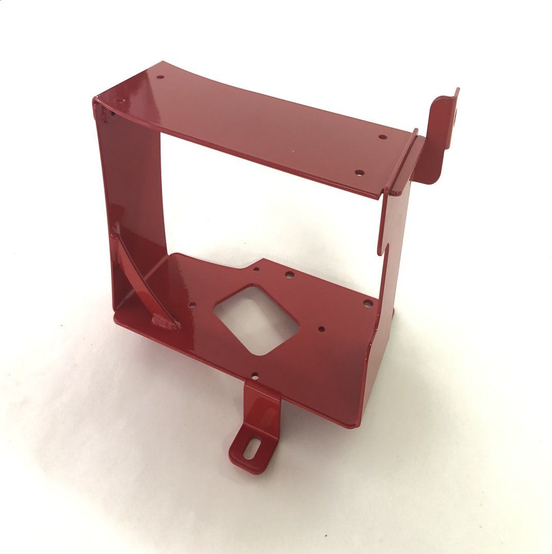Red ARB mounting bracket for ARB twin air compressor, compatible with Toyota 4Runner Gen 5.