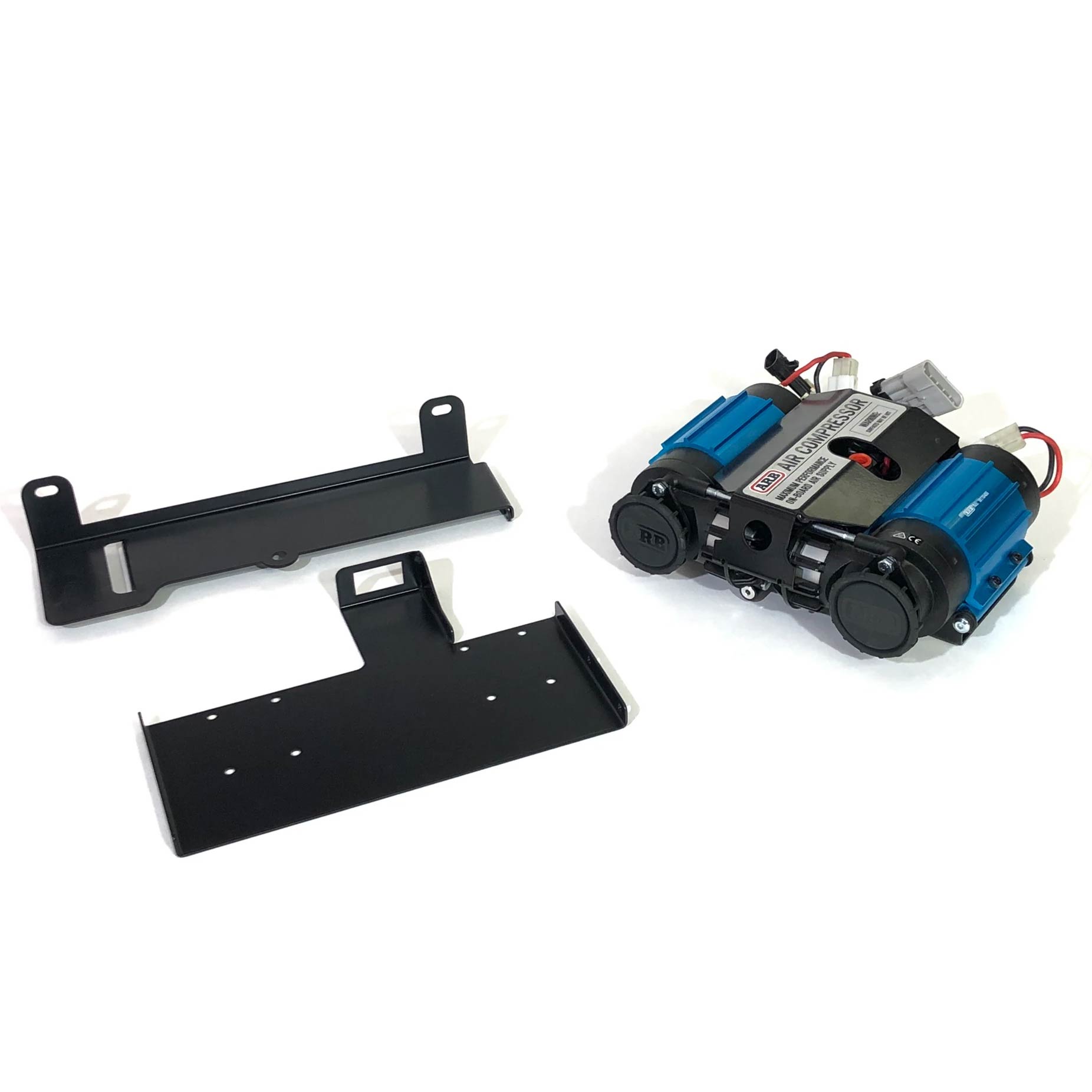 ARB twin air compressor kit with black mounting brackets for Jeep Wrangler JK