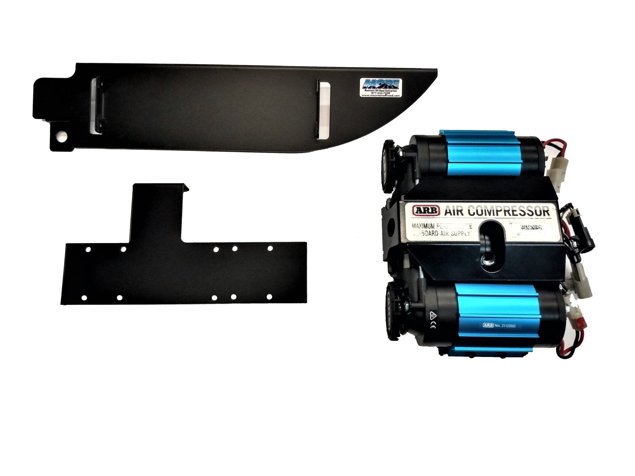 ARB twin air compressor with two black metal mounting brackets for Jeep Wrangler JK 2-door