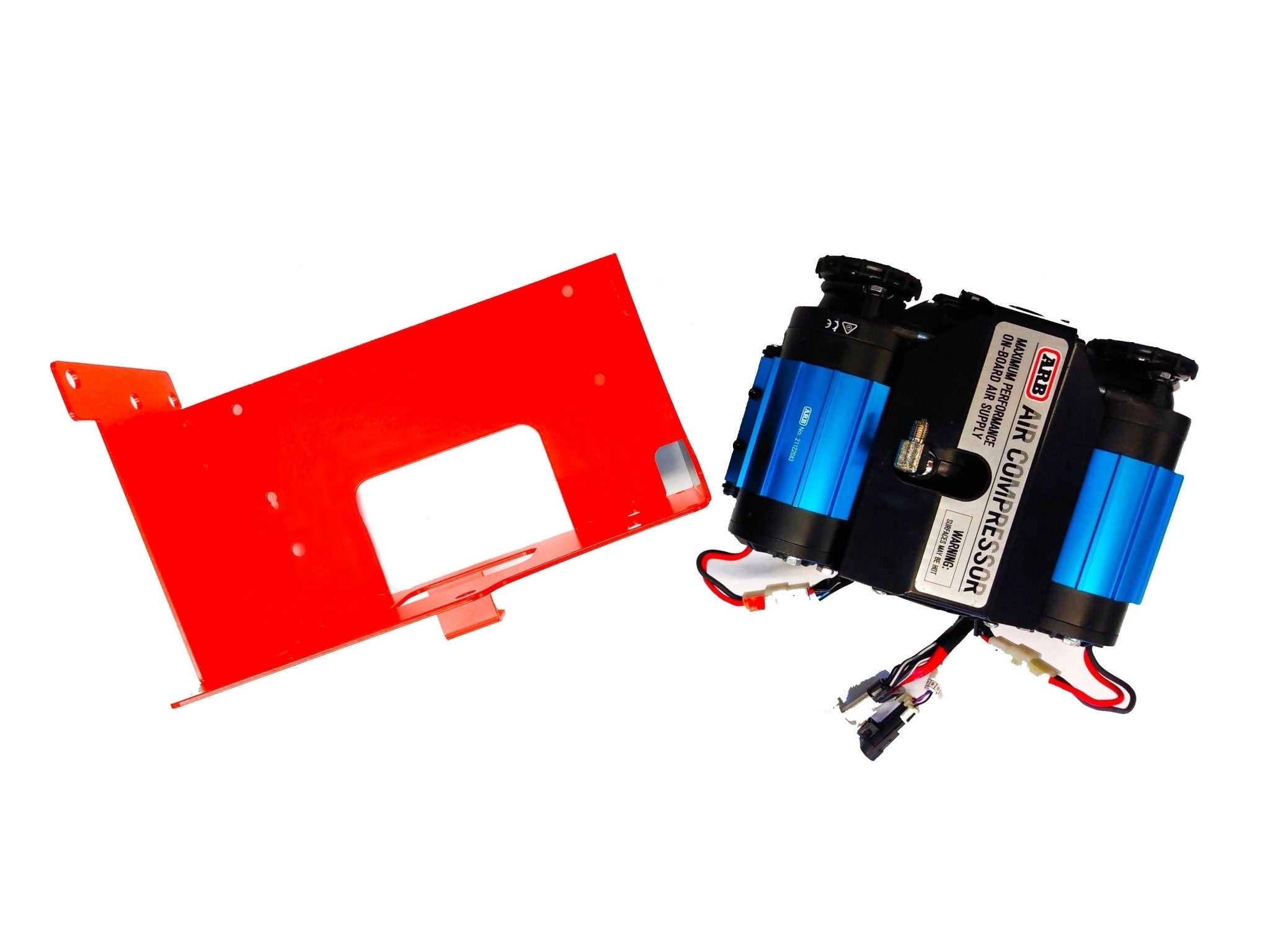 ARB twin air compressor and red mounting bracket kit for Toyota Tacoma