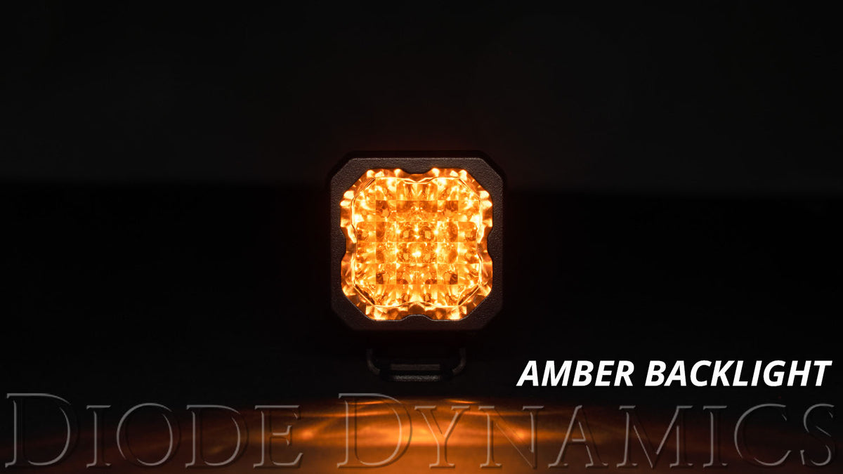Diode Dynamics SSC1 Yellow Sport Flush Mount LED Pod (Single) for trucks and SUVs – backlight