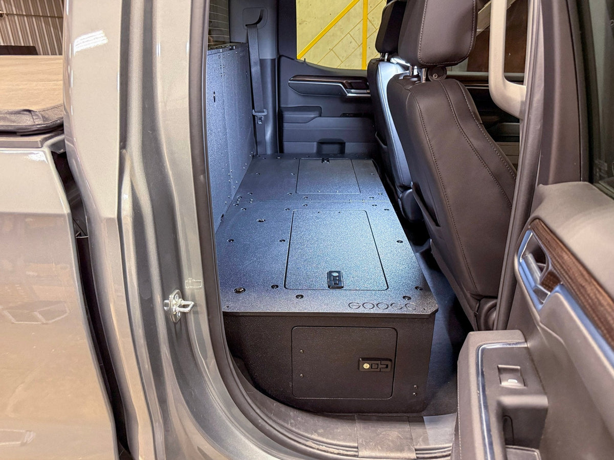 Goose Gear second-row seat delete plate system for Silverado and Sierra Double Cab