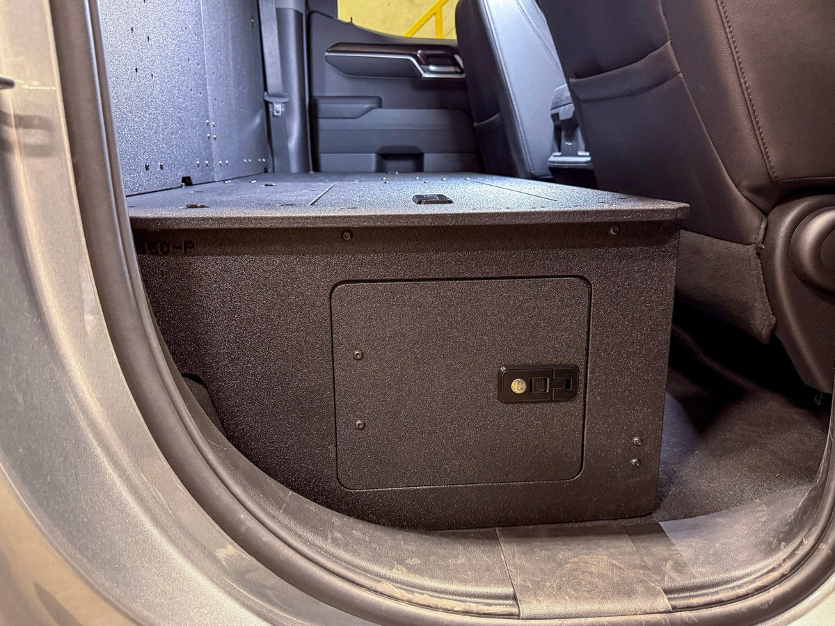 Goose Gear second-row seat delete plate system for Silverado and Sierra Double Cab