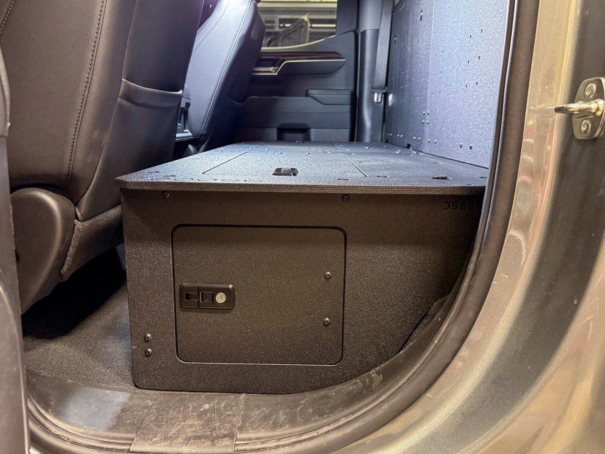 Goose Gear second-row seat delete plate system for Silverado and Sierra Double Cab