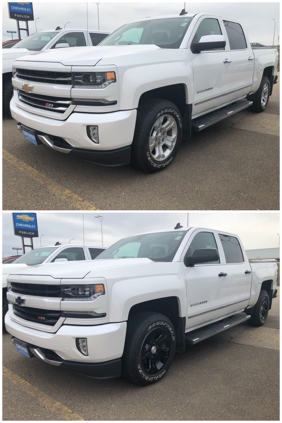 ABS6487BLK 16-18 Chevrolet Silverado 1500 Z71 3 PCS Gloss Black Tape-on Grille Overlay