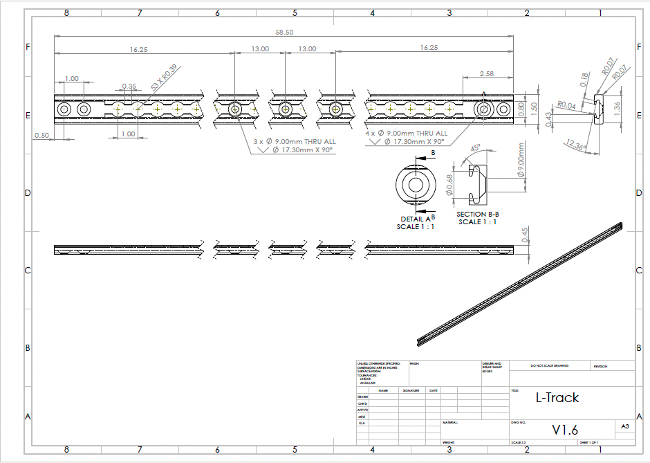 CLEARANCE: L-Track Rail – 58.5” x 1.5” (Set of 2)