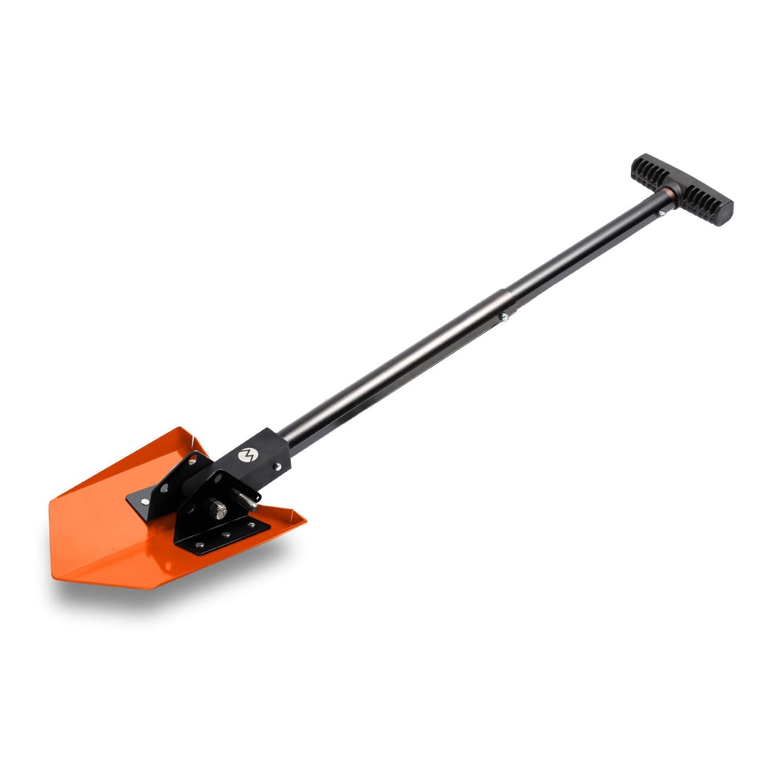 Compact orange delta shovel with metal handle for overlanding and off-road camping gear