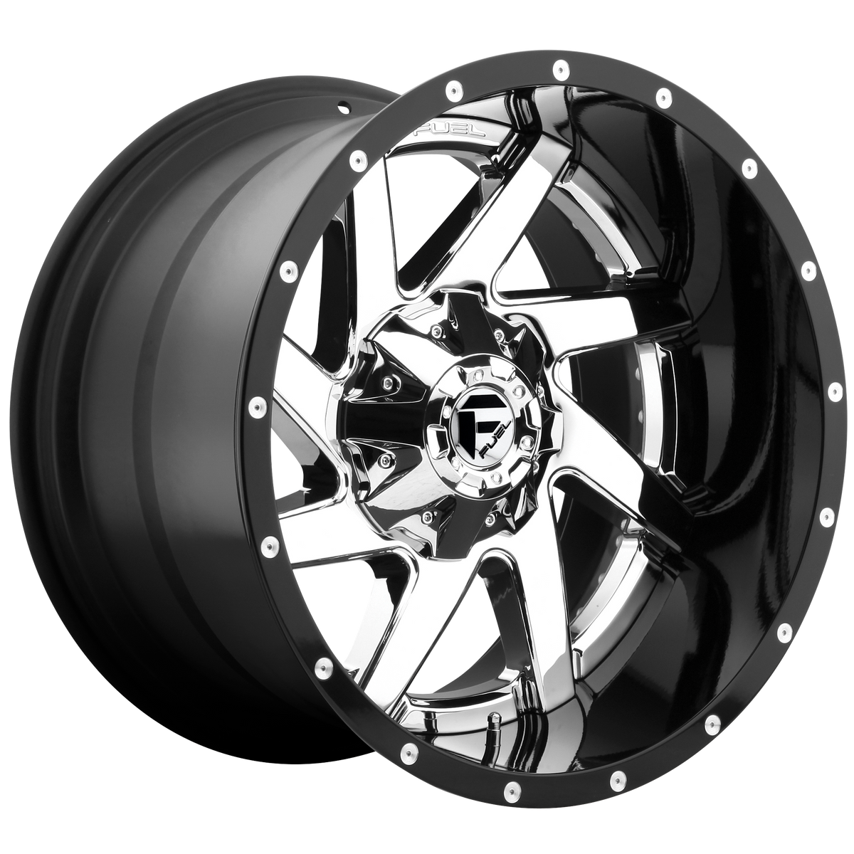 Fuel Renegade D265 Chrome Plated Gloss Black Lip wheel, multiple bolt patterns