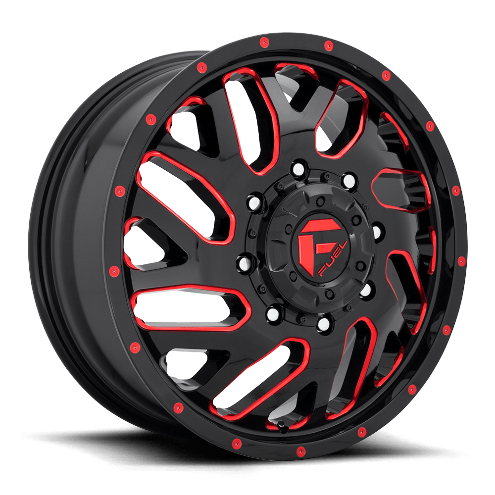 Fuel Triton D581 Gloss Black Red Tinted Clear wheel, universal fit