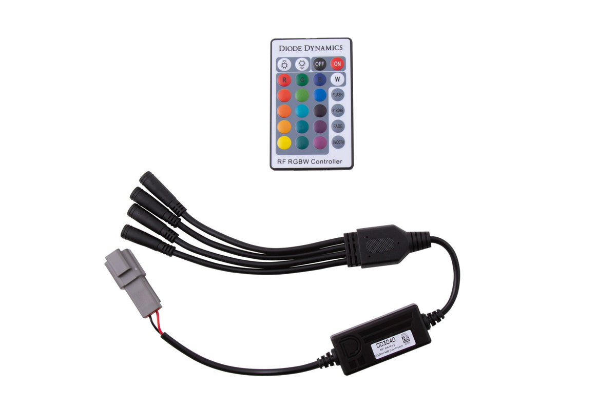 Diode Dynamics RGBW 24-Key M8 RF Controller for trucks and SUVs – kit contents