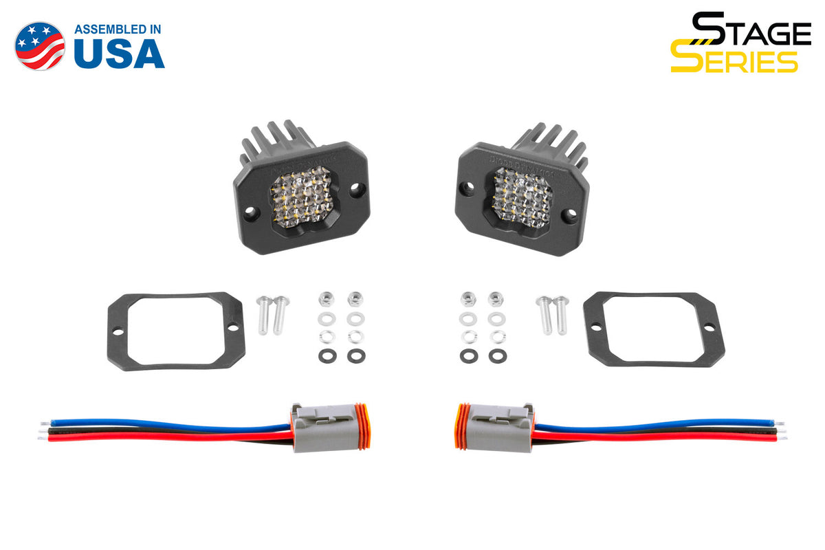 Diode Dynamics SSC1 White Pro Flush Mount LED Pod (Pair) for trucks and SUVs – kit contents