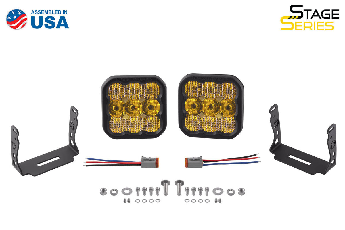 Diode Dynamics SS5 Yellow Pro LED Pod (Pair) for trucks and SUVs – kit contents