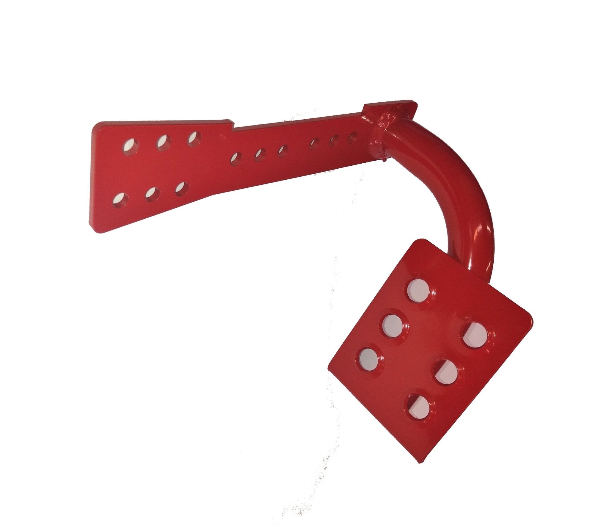 Red dead pedal accessory with perforated metal design for Jeep Wrangler JK 2007-2018