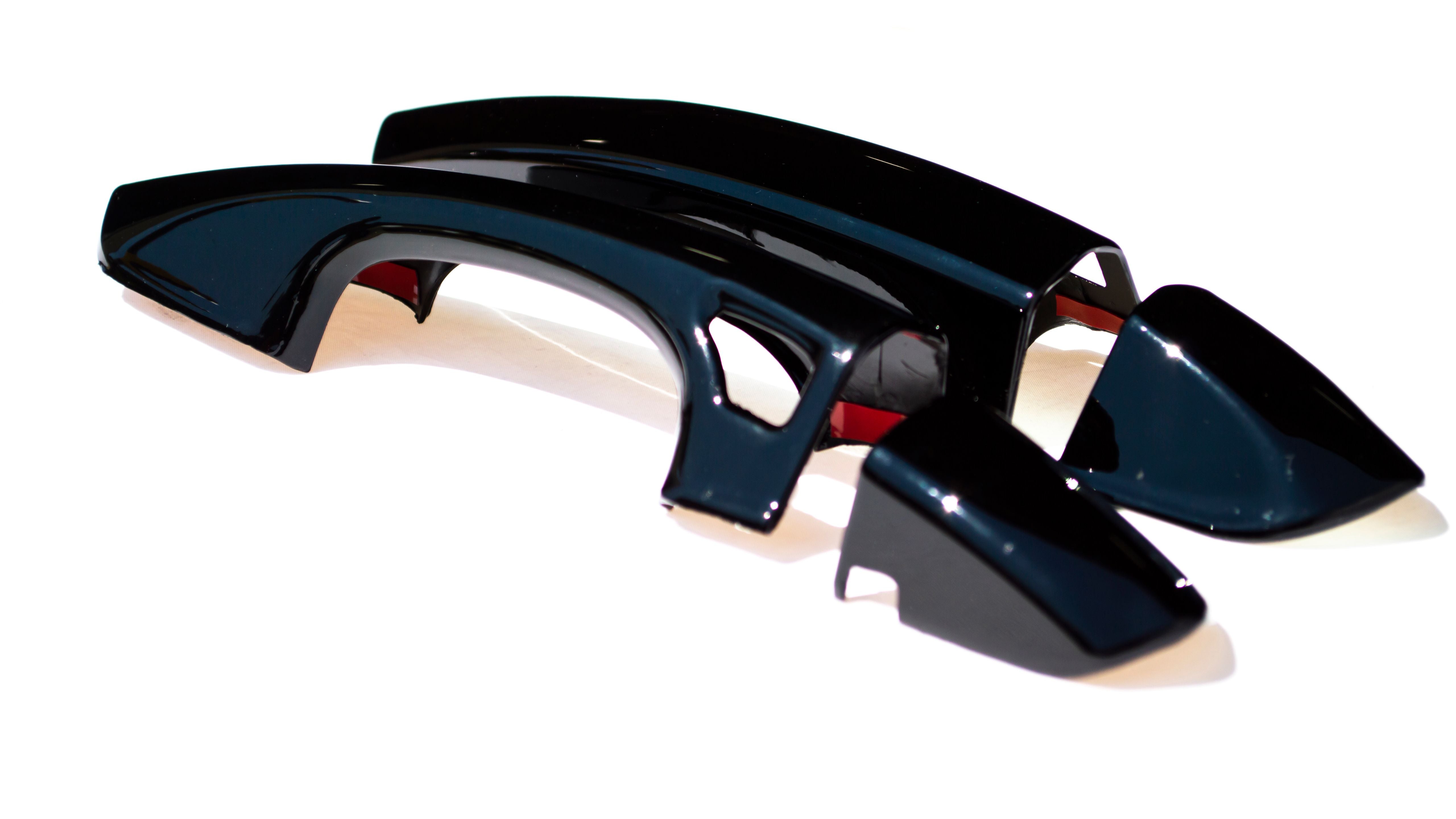 DH6263BLK 15-22 Ford Mustang W/ Smart Key 4 PCS Gloss Black Snap-on W/Tape Door Handle Cover