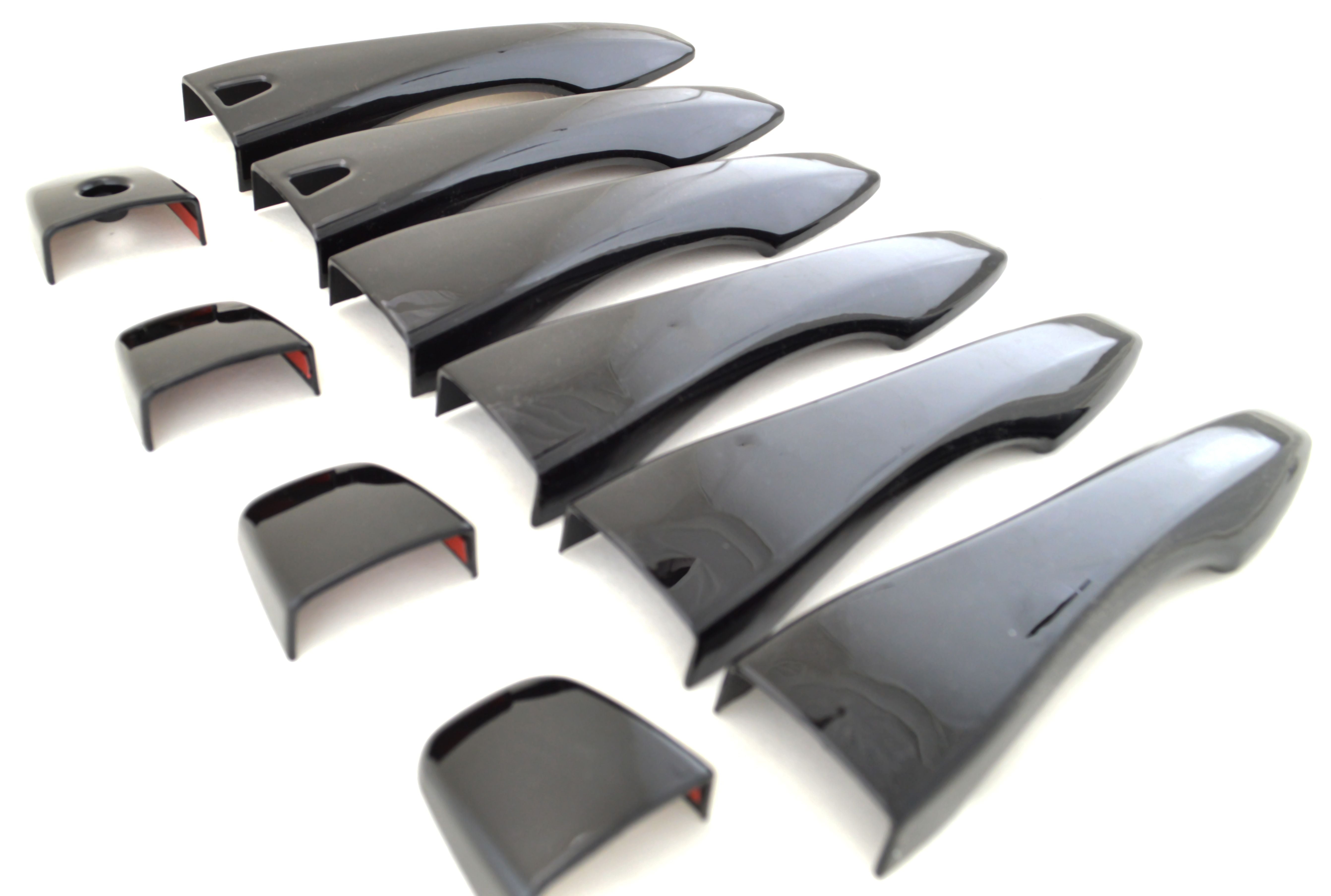 DH6289BLK 13-21 Nissan Pathfinder W/ or W/O Smart Key 10 PCS Gloss Black Snap-on W/Tape Door Handle Cover
