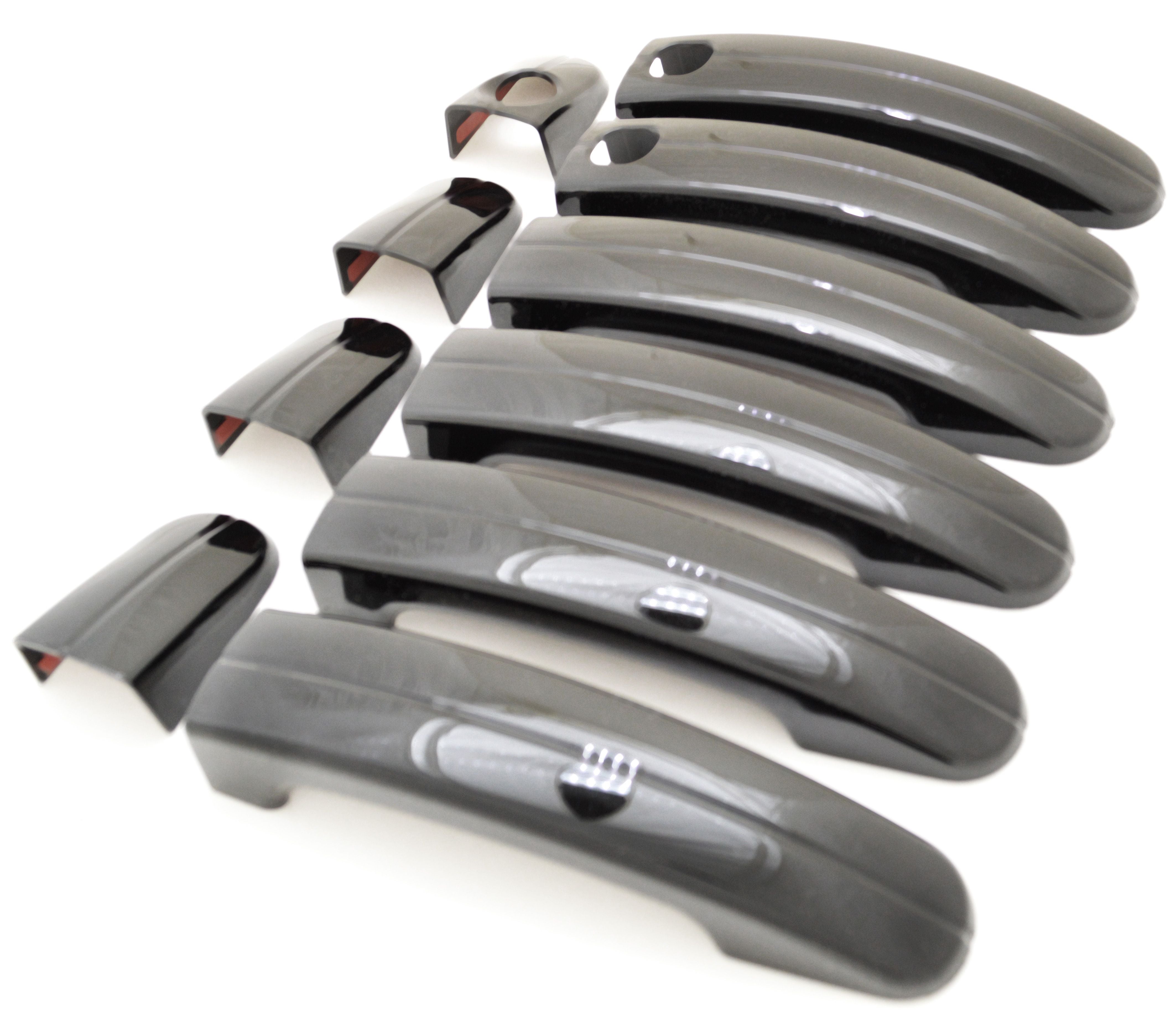 DH6306BLK 14-19 Ford Transit Connect W/ or W/O Smart Key 10 PCS Gloss Black Snap-on W/Tape Door Handle Cover