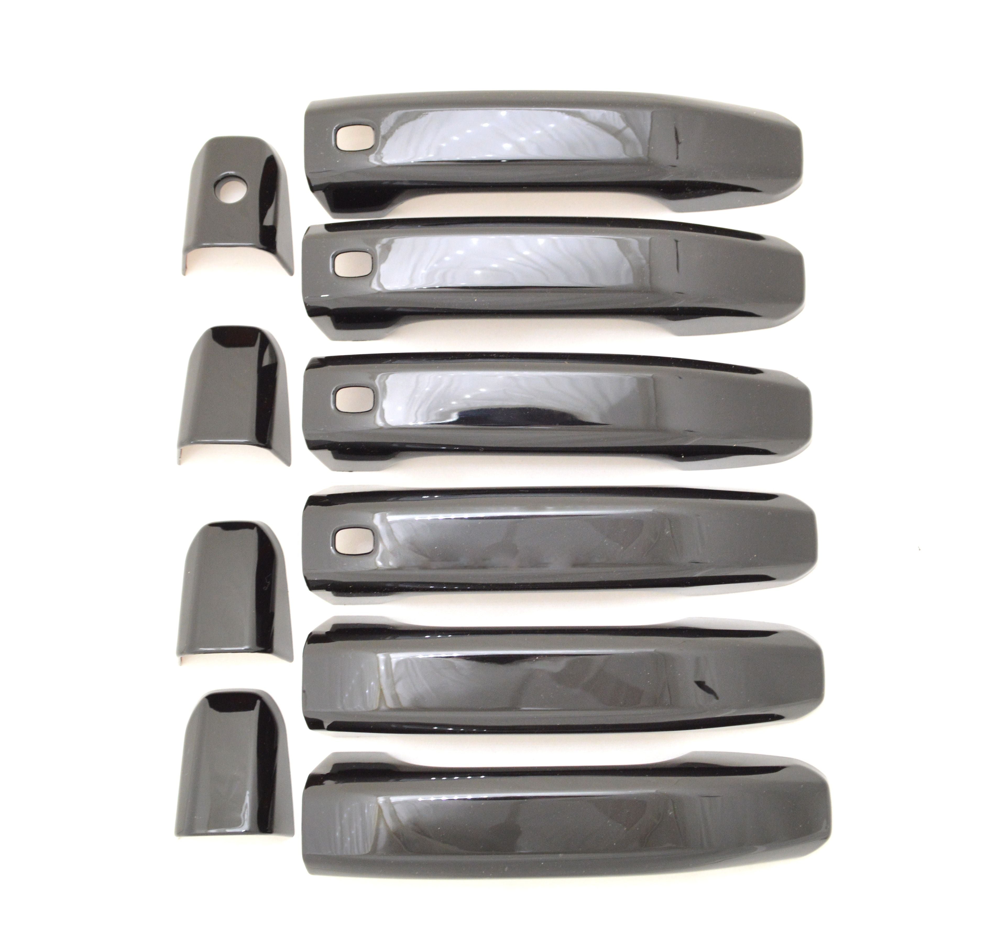 DH6310BLK 21-22 Chevrolet Suburban W/ Smart Key 10 PCS Gloss Black Snap-on W/Tape Door Handle Cover