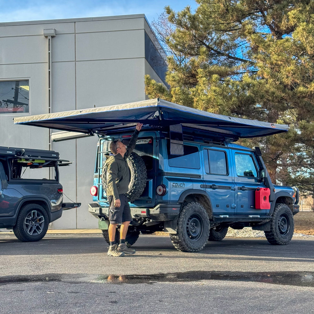 Dirtbox Overland Freestanding 270 Degree Awning for trucks, universal fit