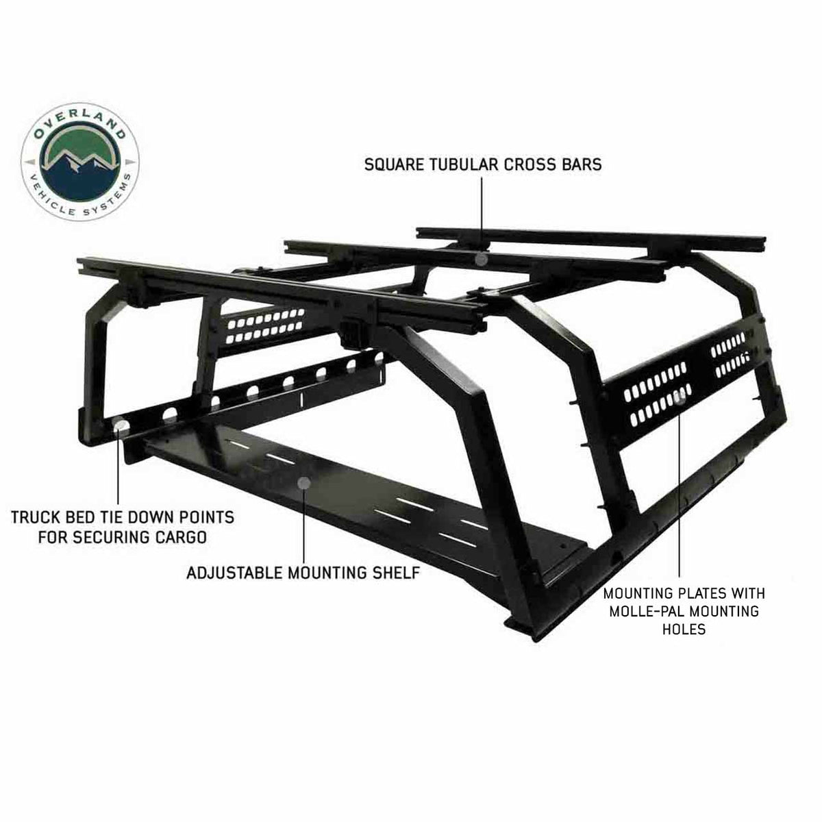 Overland Vehicle Systems Discovery bed rack for mid size short bed trucks - view 4