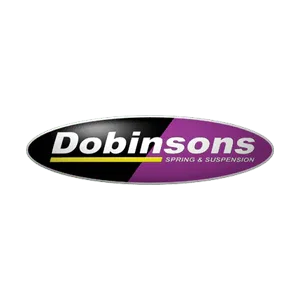 Dobinsons Spring and Suspension logo with black and purple oval design