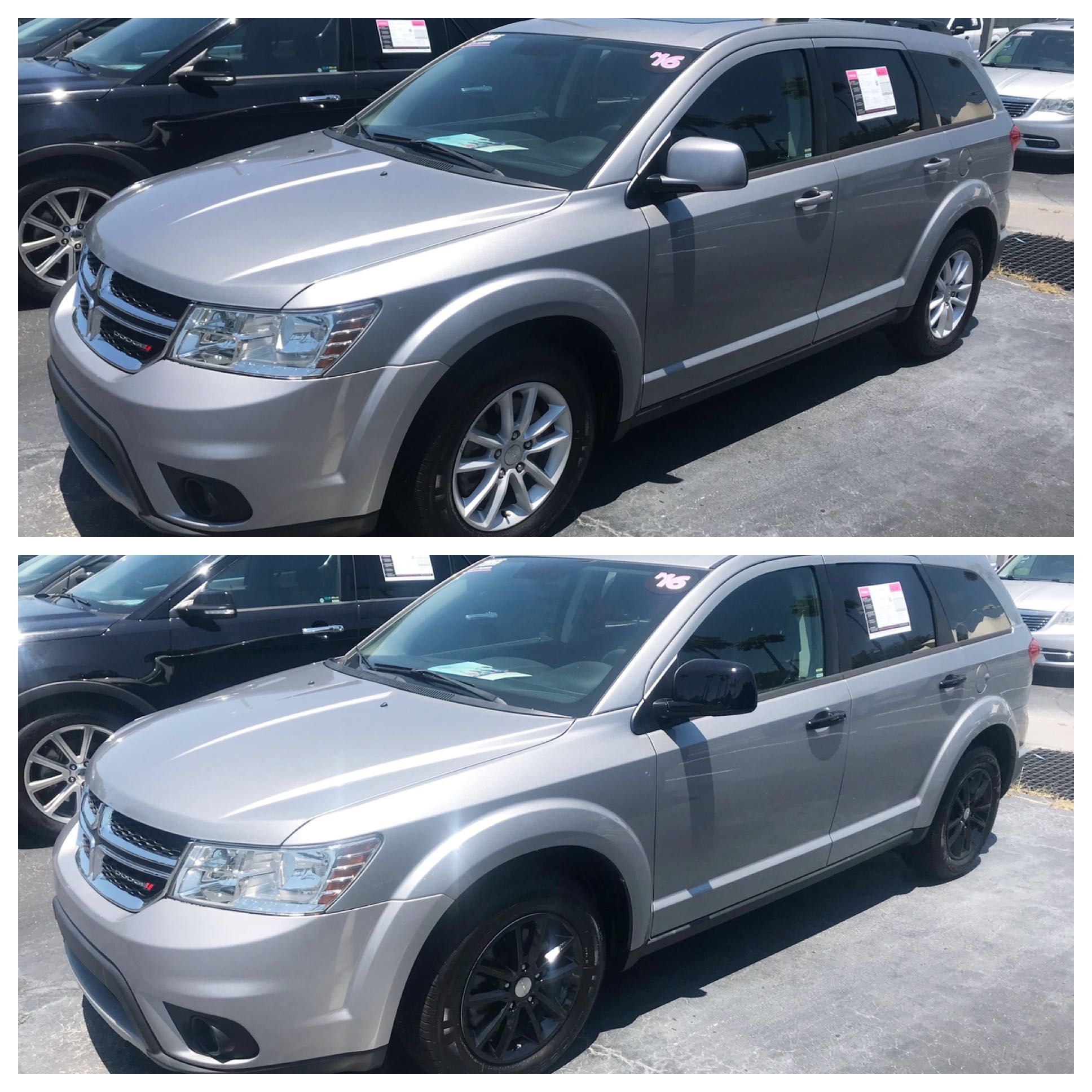 DH6185BLK 13-20 Dodge Journey W/ Smart Key 8 PCS Gloss Black Snap-on W/Tape Door Handle Cover
