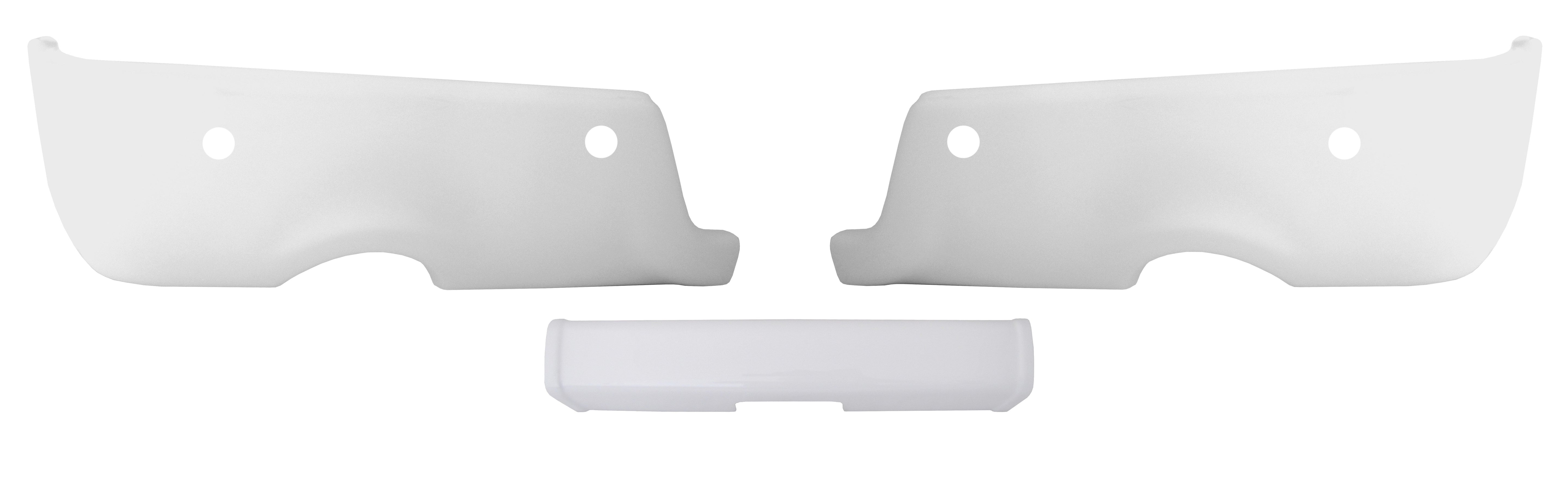 Gloss White 2009-2018 Ram - Rear BUMPERSHELLZ™ Truck Bumper Caps Chrome Delete Kit With reverse sensors and Exhaust Cut-outs