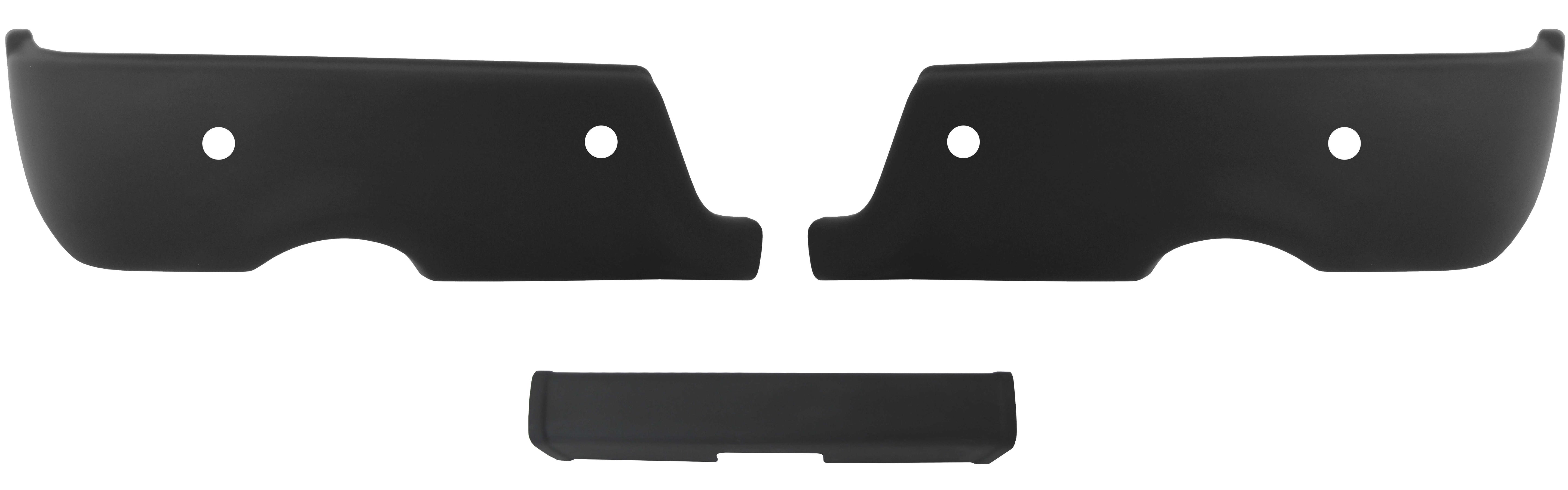 paintable 2009-2018 Ram - Rear BUMPERSHELLZ™ - Chrome Delete With reverse sensors Matte Black with Exhaust Cut-outs