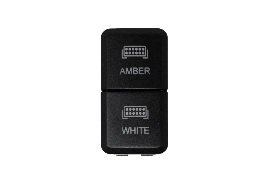 Dual function amber and white LED light switch for off-road vehicle accessories