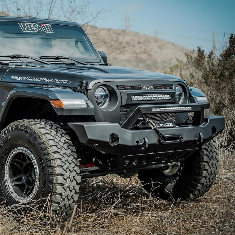 Westin WJ2 Full Width Front Bumper with LED Light Bar Mount, fits Jeep Wrangler