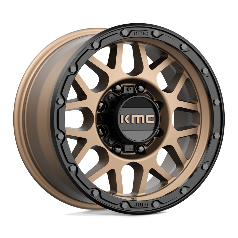 KMC KM535 Grenade Off-Road wheel in Matte Bronze with Matte Black Lip, universal fit