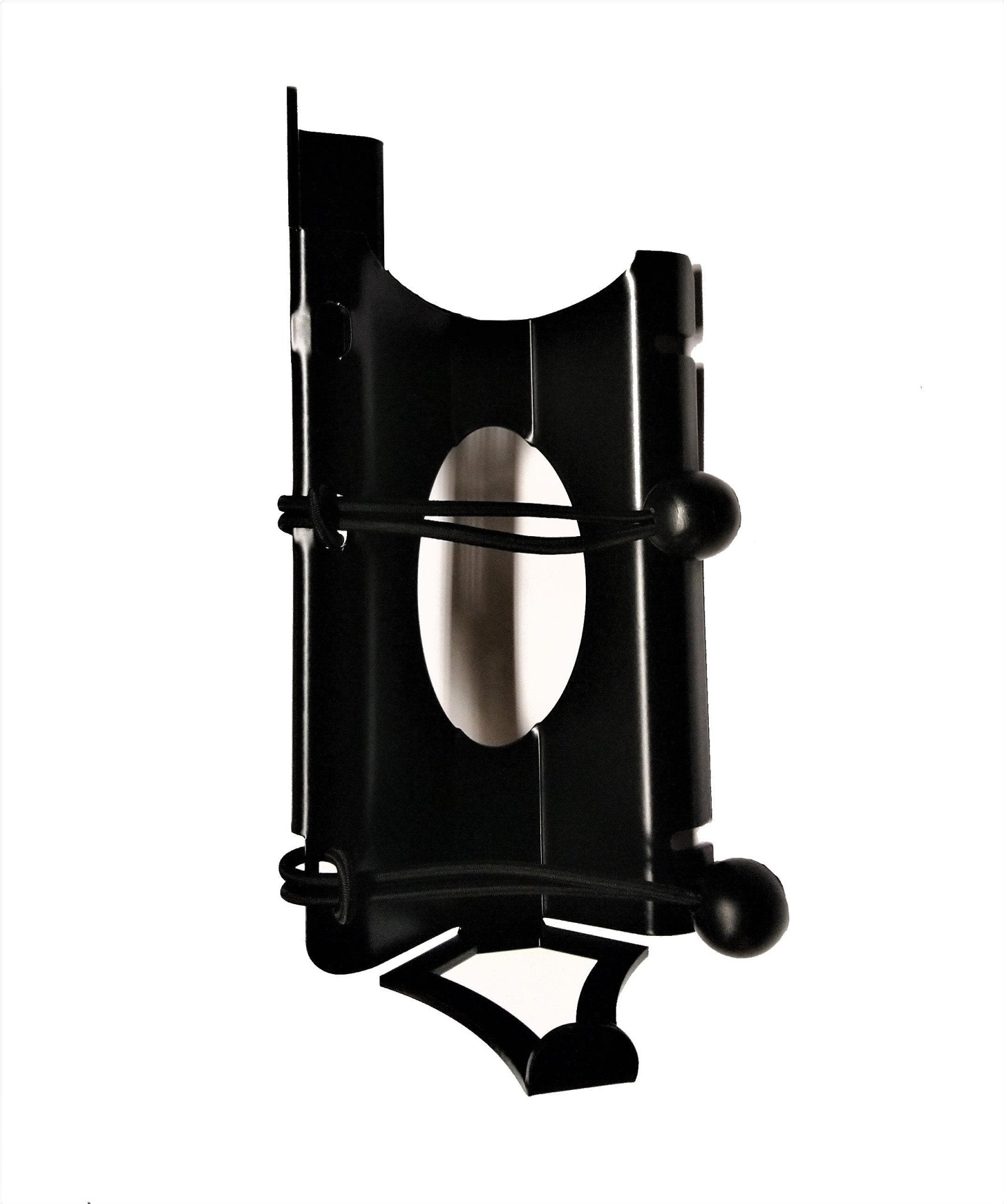 Black fire extinguisher bracket for Jeep Wrangler JL 2-door, metal with mounting slots
