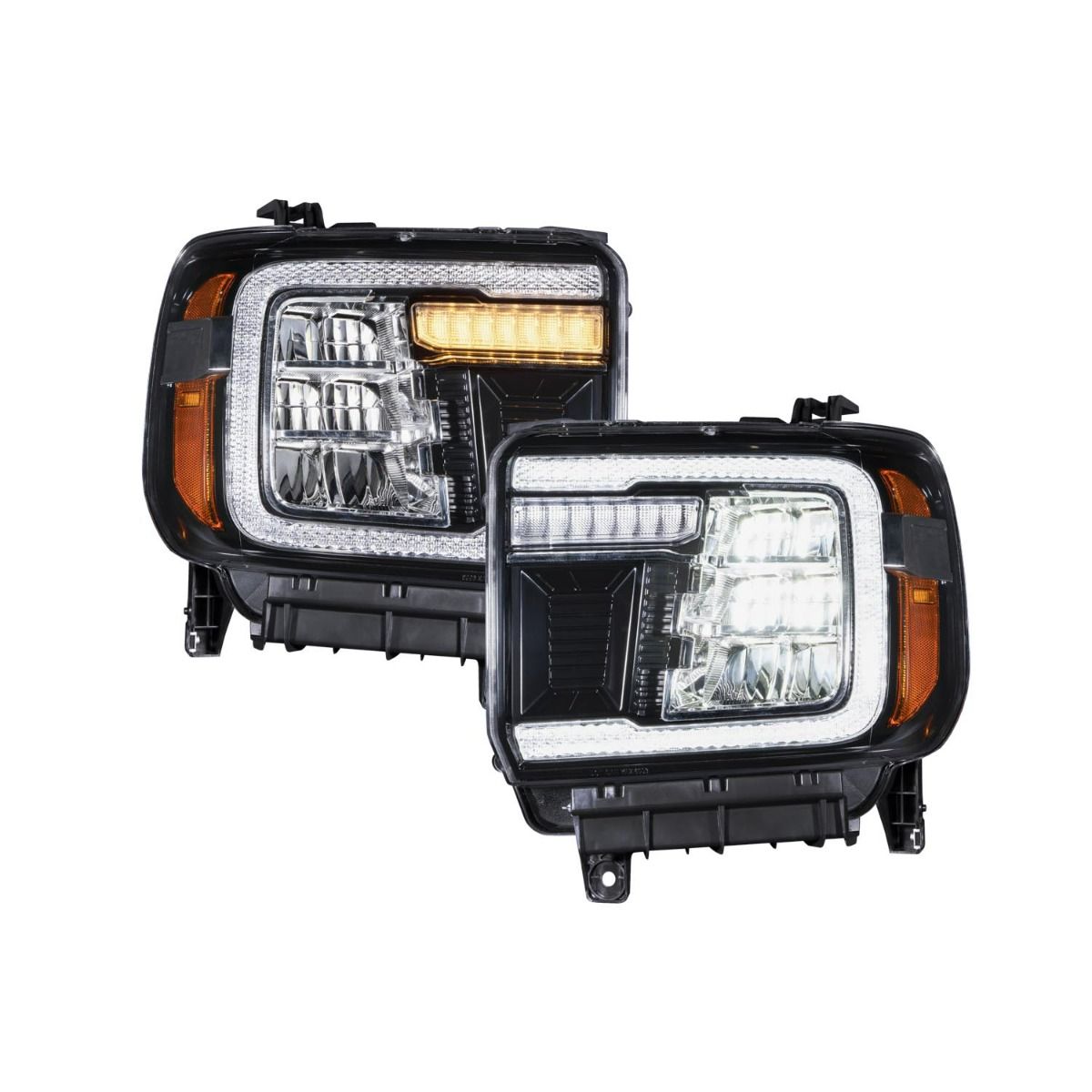Form Lighting Sequential LED Reflector Headlights for GMC Sierra 1500 2014-2018 - pair, lit