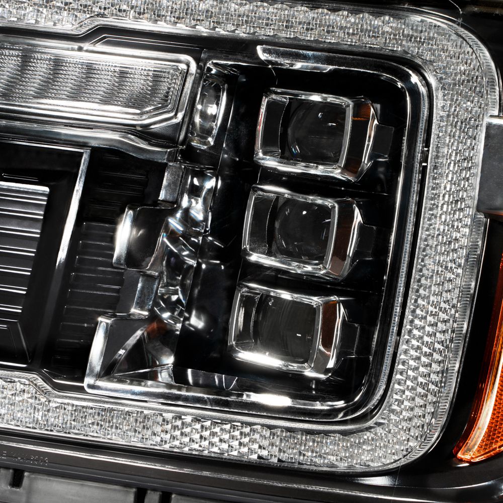 Form Lighting Sequential LED Projector Headlights for GMC Sierra 2500/3500 HD 2015-2019 - close-up detail
