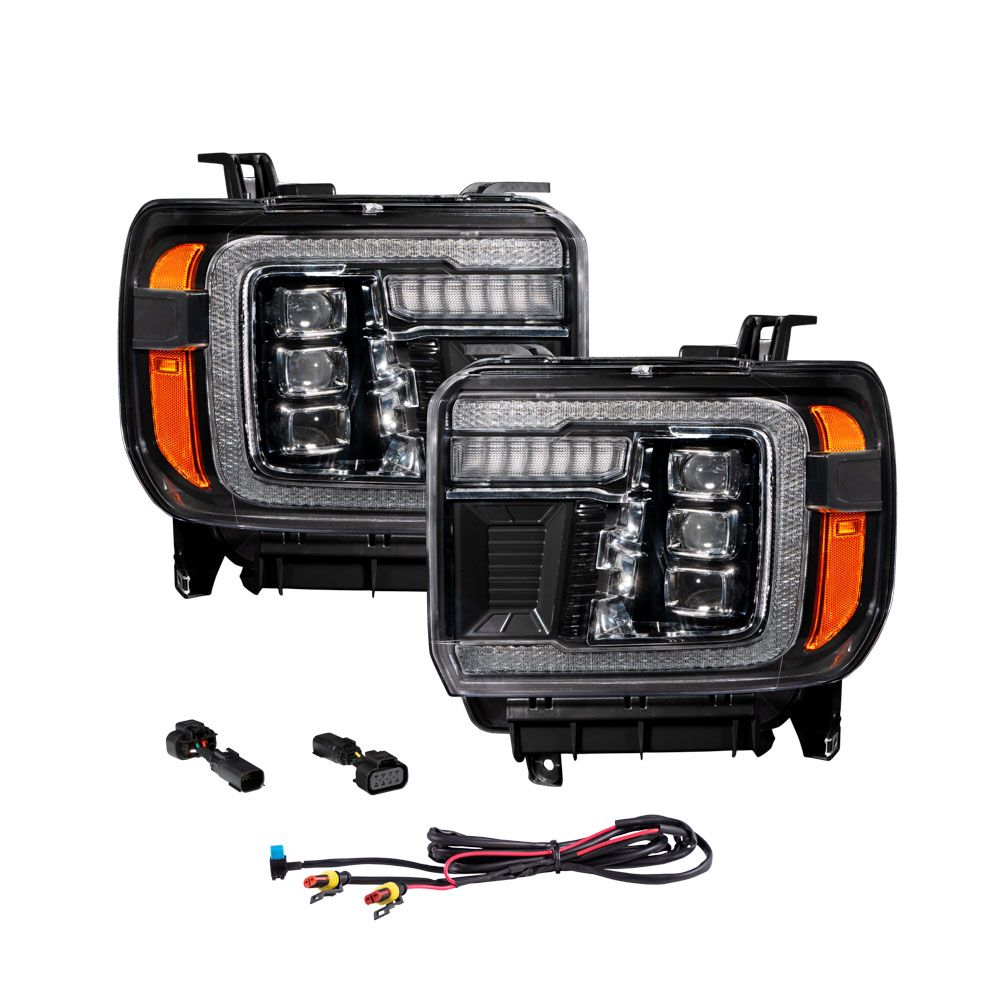 Form Lighting Sequential LED Projector Headlights for GMC Sierra 1500 2014-2018 - pair, lights off