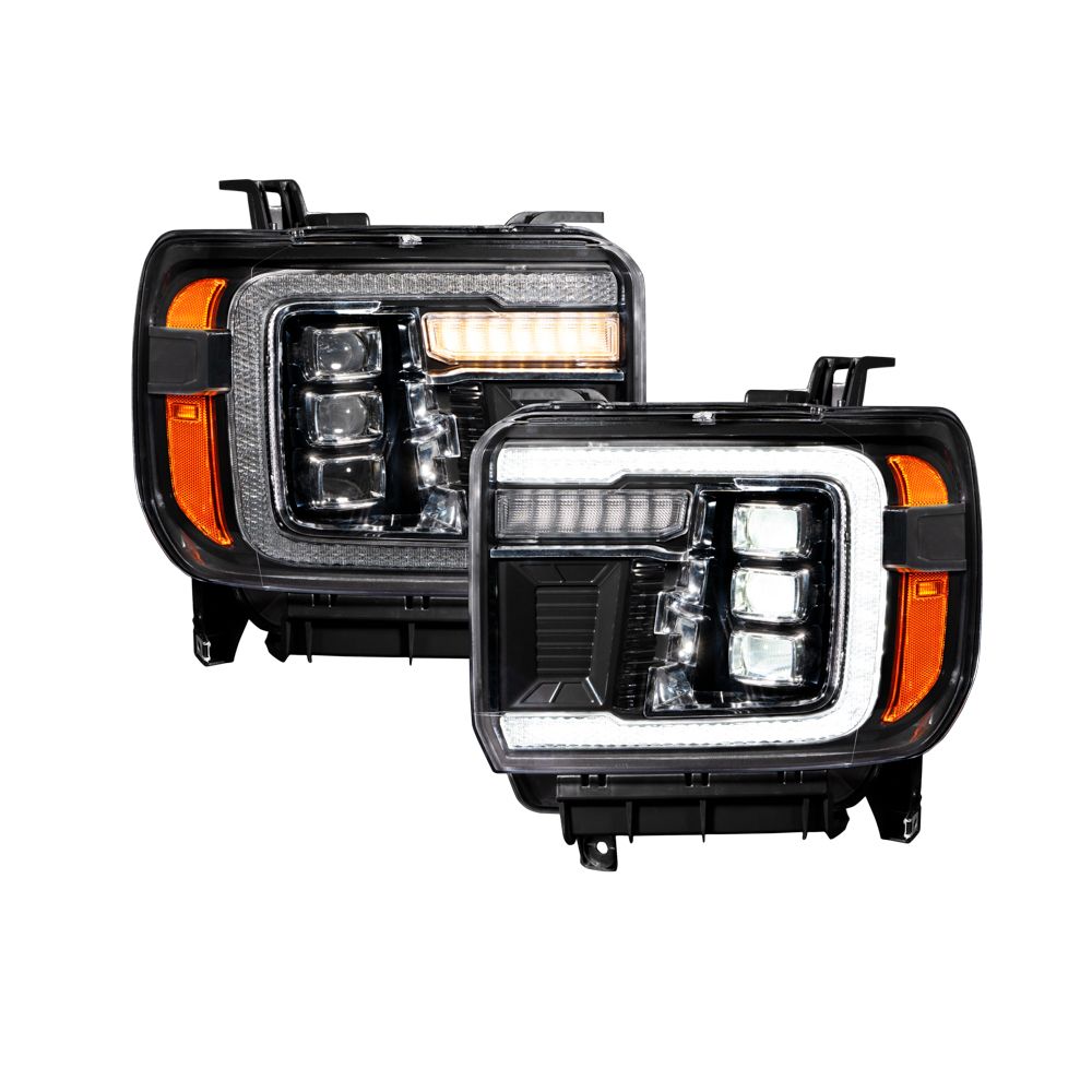 Form Lighting Sequential LED Projector Headlights for GMC Sierra 2500/3500 HD 2015-2019 - pair, lit