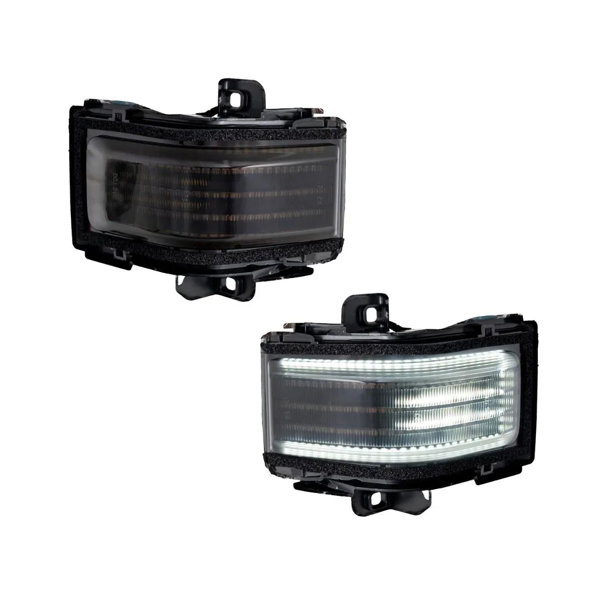 LED mirror lights for 2017 Ford F-250 in clear and illuminated mode, aftermarket accessory