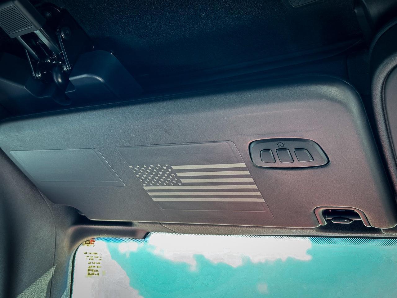 American Flag Sun Visor Warning Overlays - 2024+ Land Cruiser