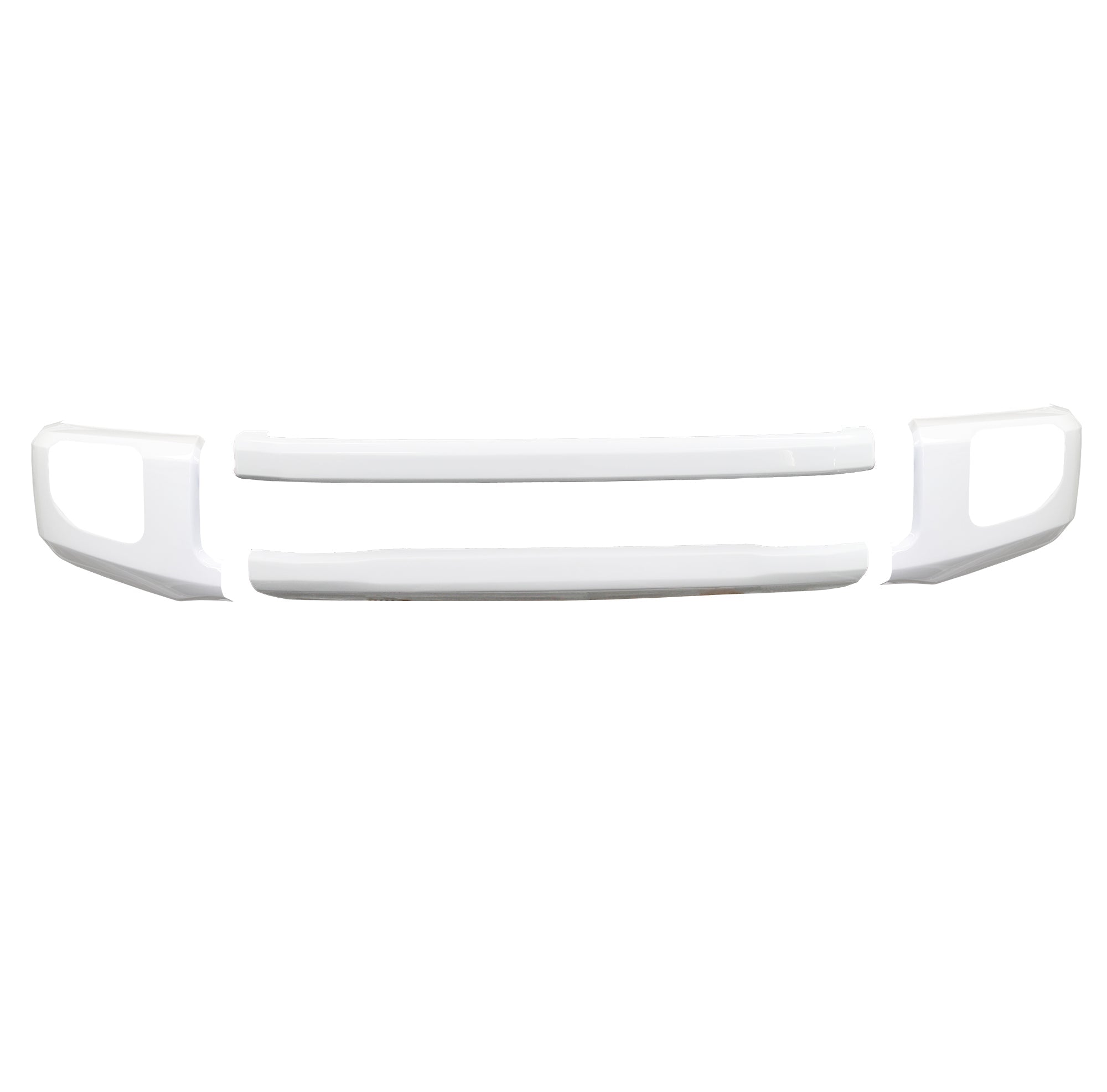 2020-2022 Ford F250/F350 Front BumperShellz in gloss white with foglamp cut outs Chrome Delete Kit