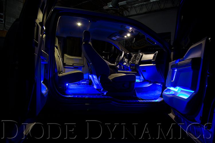 Diode Dynamics Single-Color LED Footwell Kit for trucks and SUVs – lit in blue