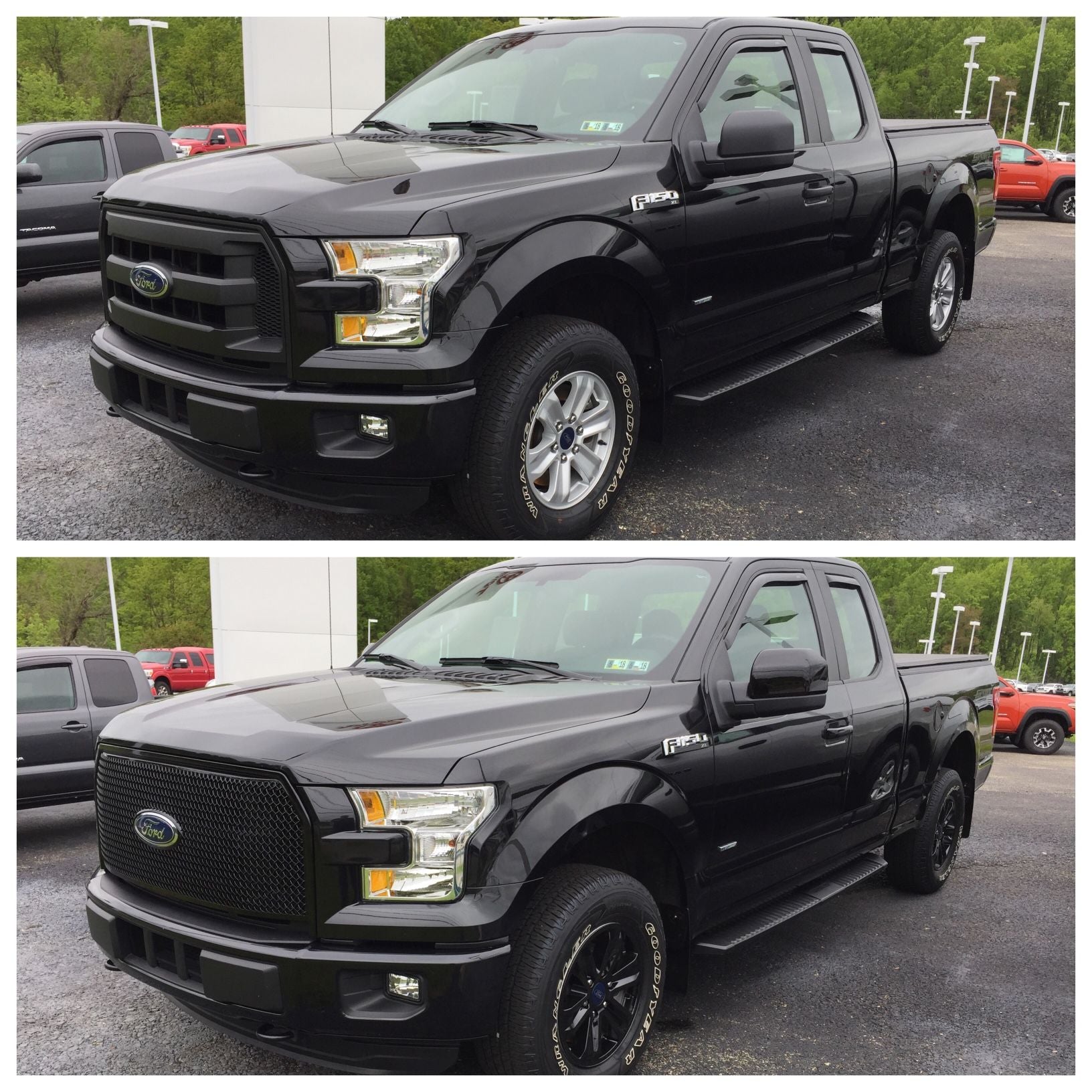 ABS6447BLK 15-17 Ford F-150 XL 1 PC Gloss Black Tape-on Grille Overlay