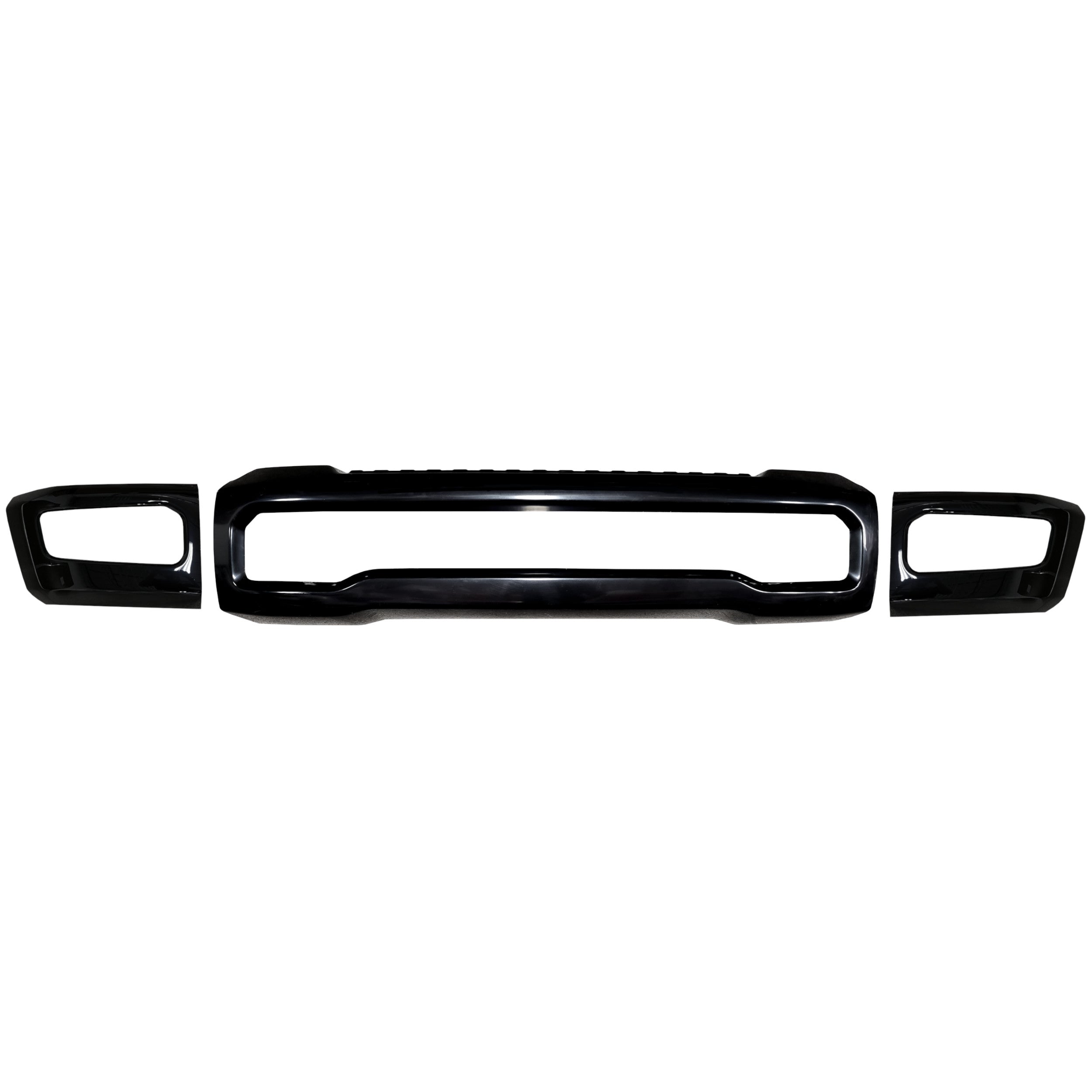 Gloss Black 2023 Ford F250 F350 Front Bumper Cover BumperShellz, highlighting the chrome delete kit's sleek finish