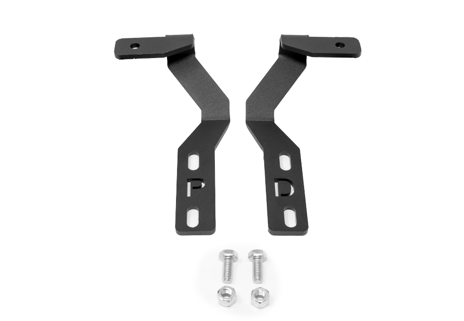 Black steel Ford vehicle ditch light brackets with mounting hardware set