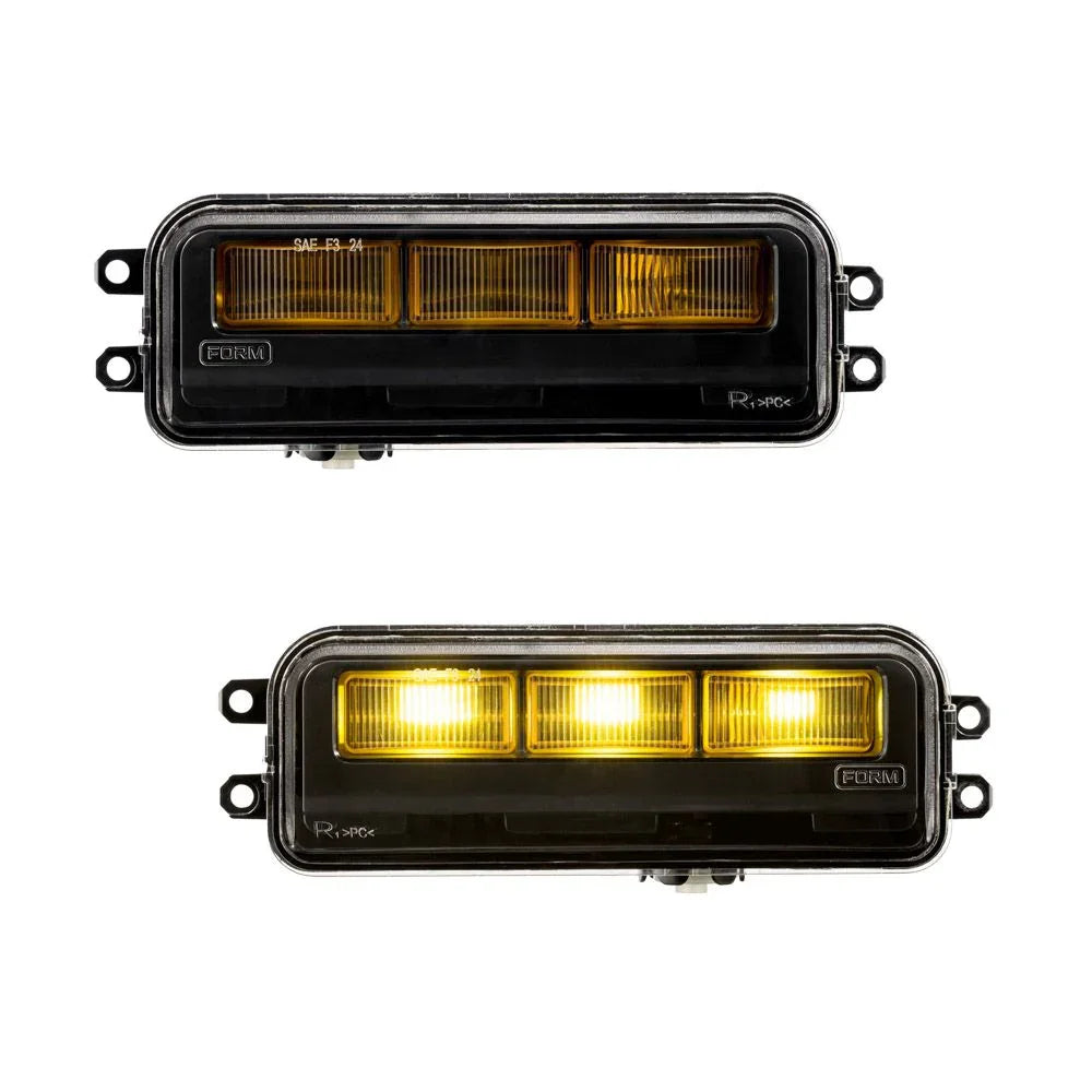 LED amber fog lights for off-road vehicles, rectangular design, two units shown